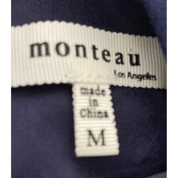 Monteau Los Angeles Sz M Blue White Stripe Casual/Lounge Jumpsuit Slit Wide Leg - Picture 5 of 10